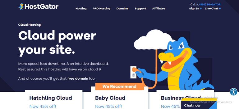 Fornitore di hosting cloud Hostgator