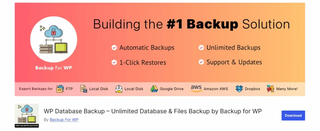 I migliori plugin di backup per WordPress per proteggere il tuo sito web: 86 Backup del database WP