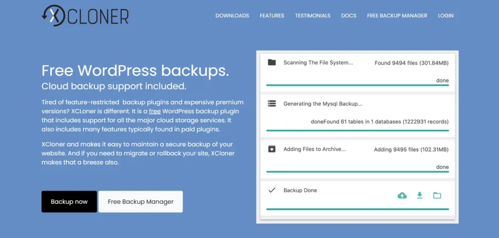 I migliori plugin di backup per WordPress per proteggere il tuo sito web: 88 XCloner