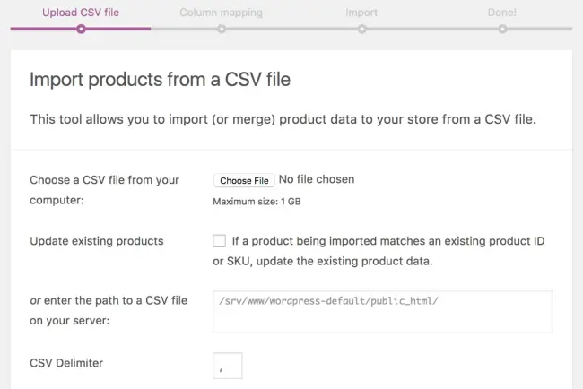Import the product data into WordPress