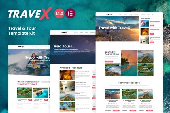 TraveX - Travel & Tour Agency Elementor Template Kit