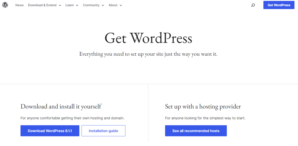 Install and set up WordPress. org