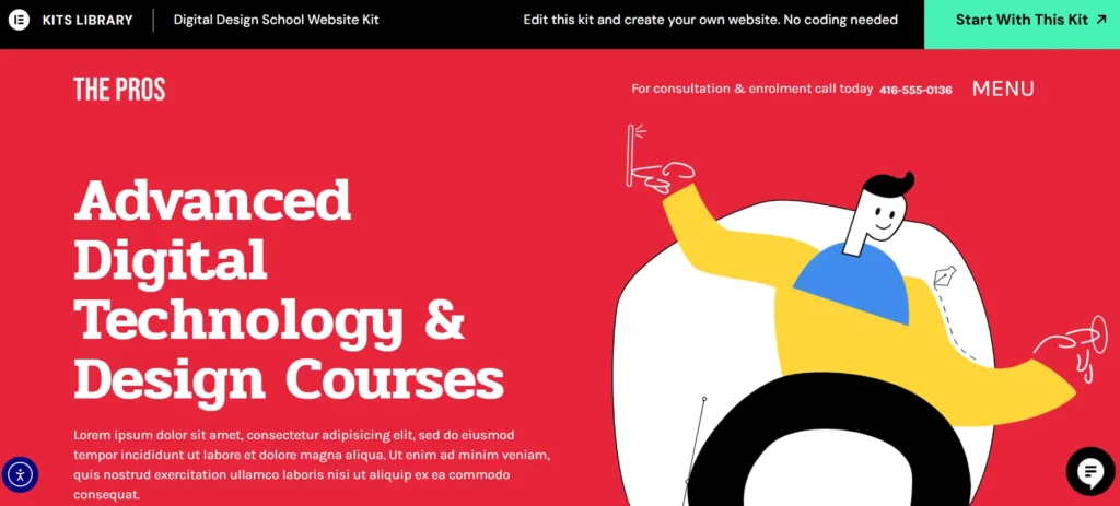 Best Elementor Landing Page Templates: 7 Expert Picks 82 Digital Design School Website Kit