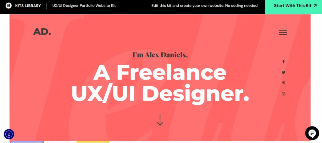 Best Elementor Landing Page Templates: 7 Expert Picks 81 UX and UI Designer Portfolio Website Kit