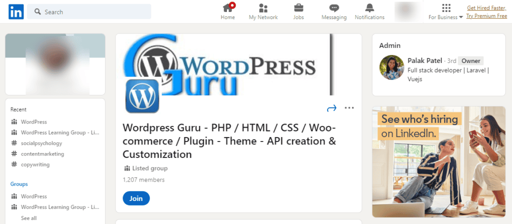 Wordpress-guru-linkedIn-group