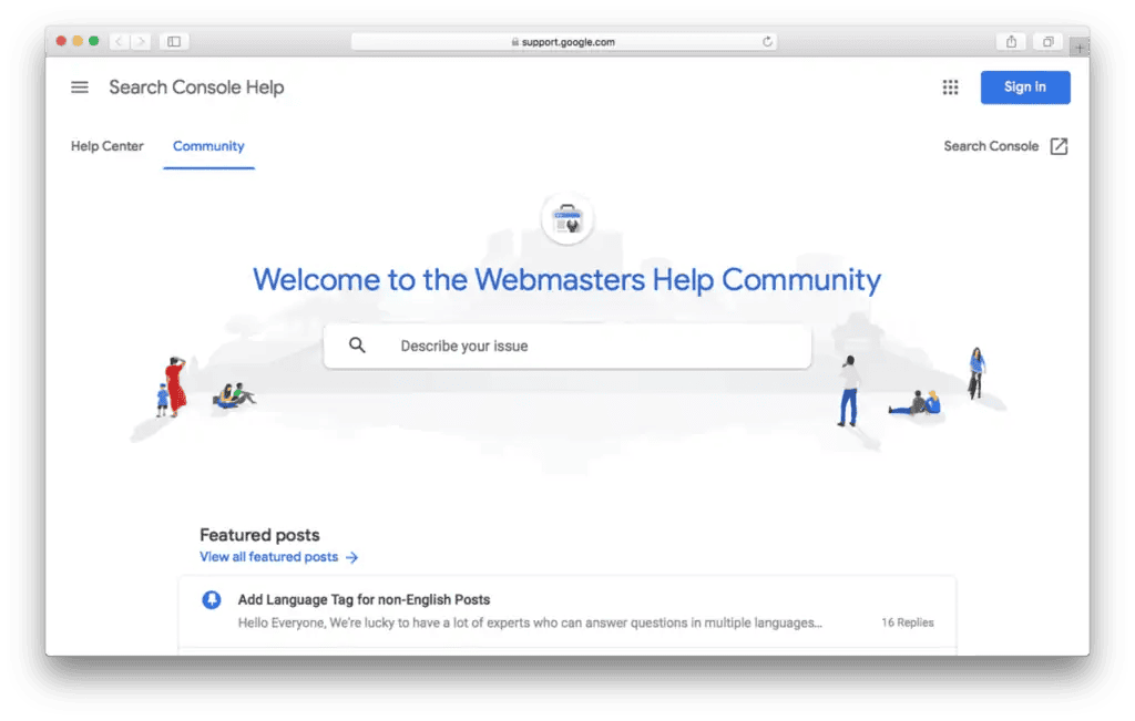  Community di assistenza per i webmaster di Google