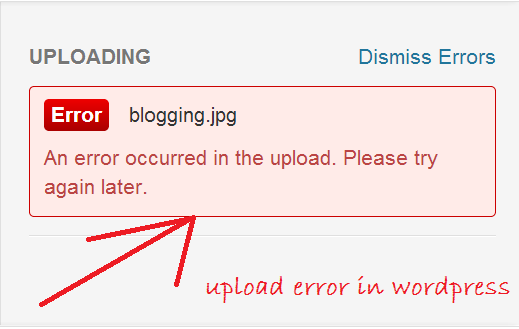 An error occurred in the upload issue