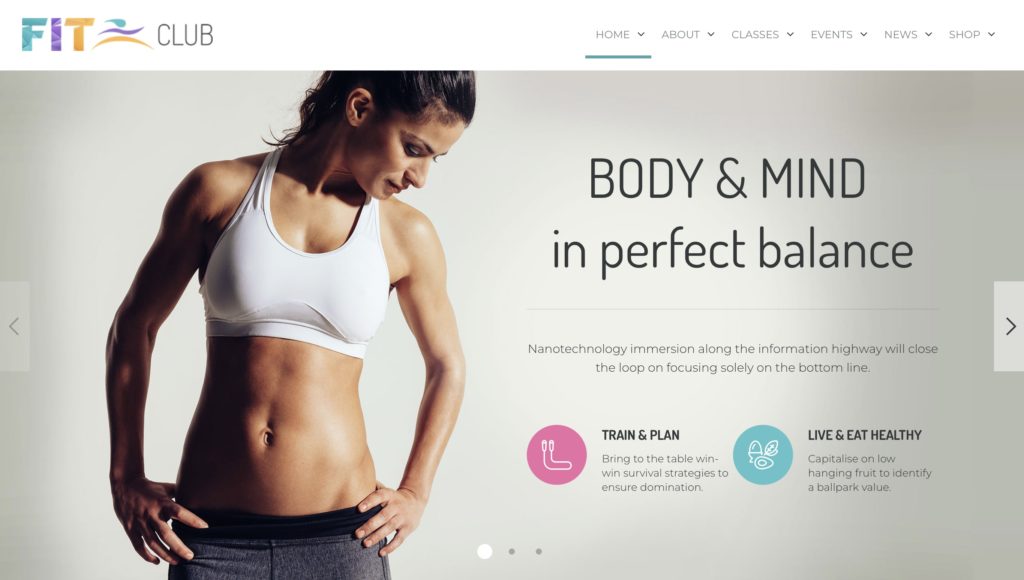 Fitness Club - personal trainer website template