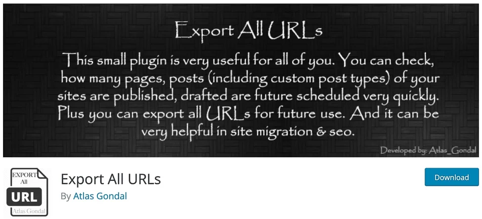 wordpress import plugin export all urls