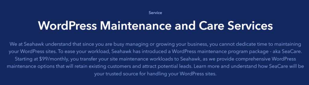 wordpress-maintenance service by Seahawk
