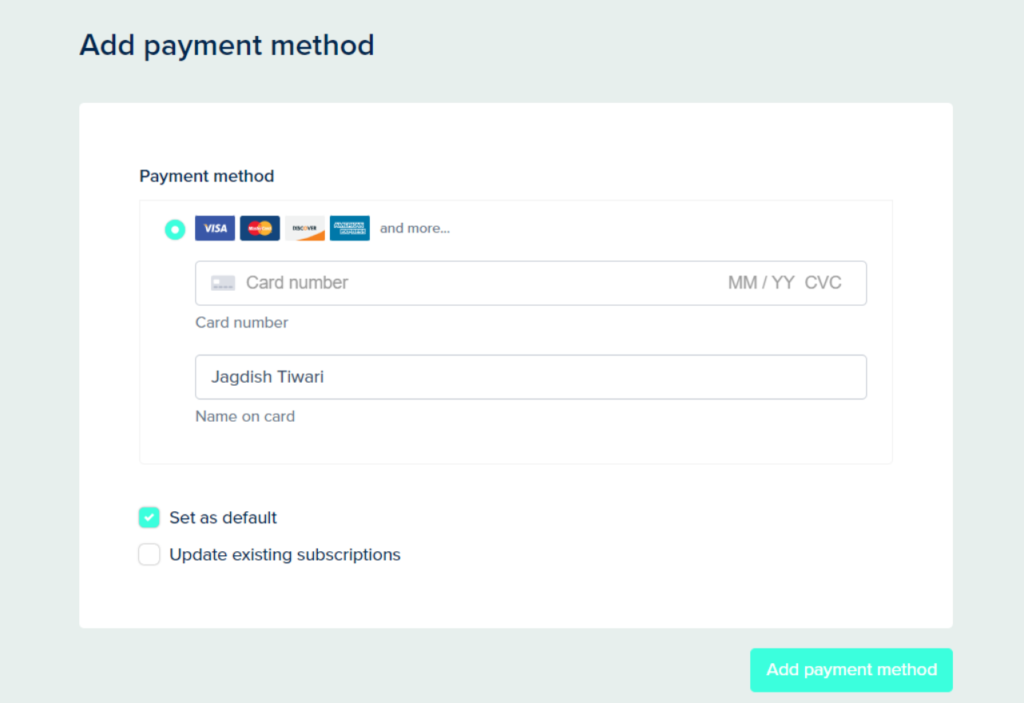 Add Payment Options