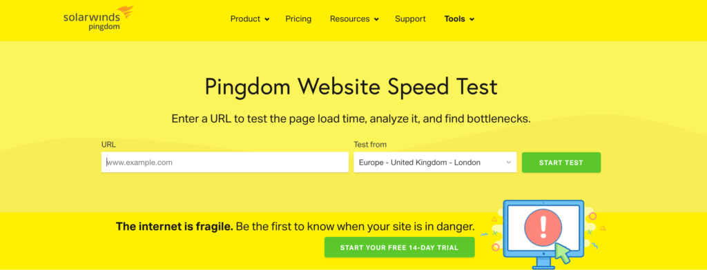 strumenti pingdom per testare le prestazioni di wordpress e la velocità del sito