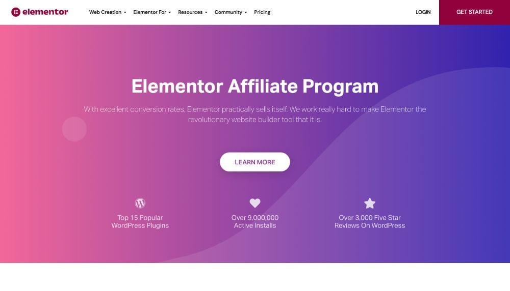Programme d'affiliation Elementor
