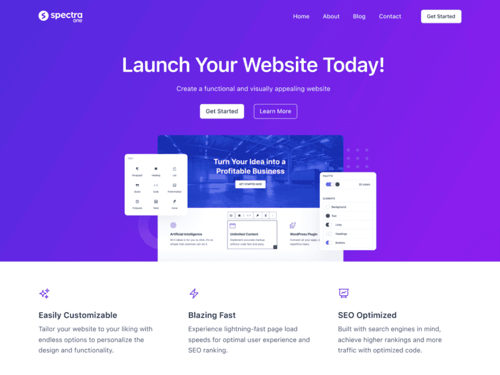 최고의 워드프레스 블록 테마 84개를 살펴보세요 스펙트라-원