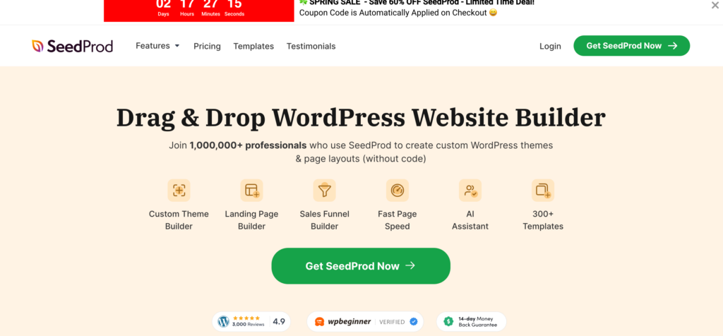 SeedProd-أفضل مواقع وتصميمات بدء التشغيل في WordPress