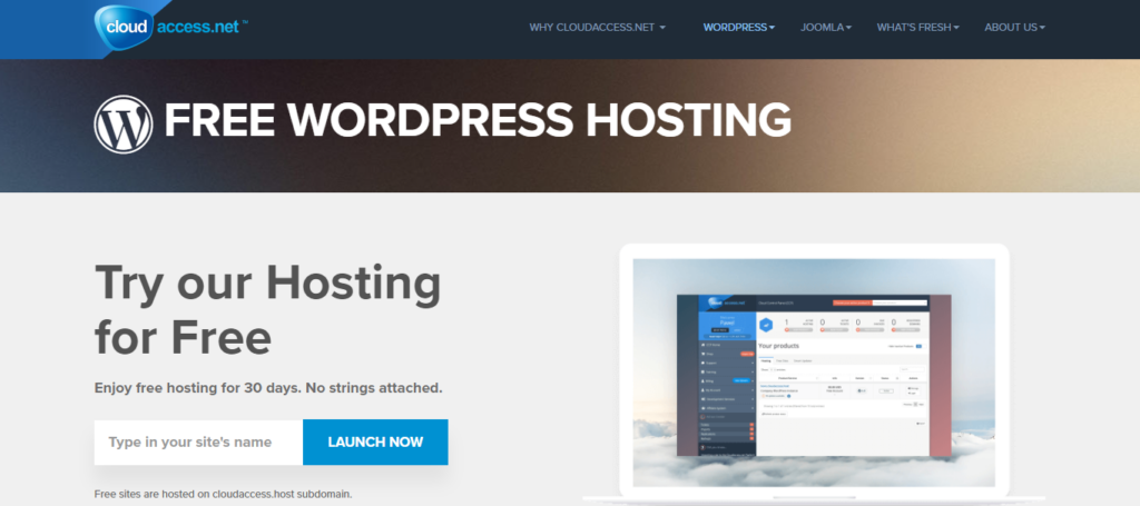 cloudaccess-free-wordpress-hosting