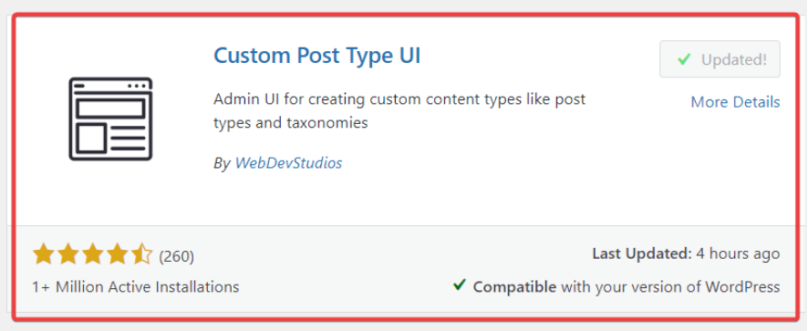 Custom post type UI plugin