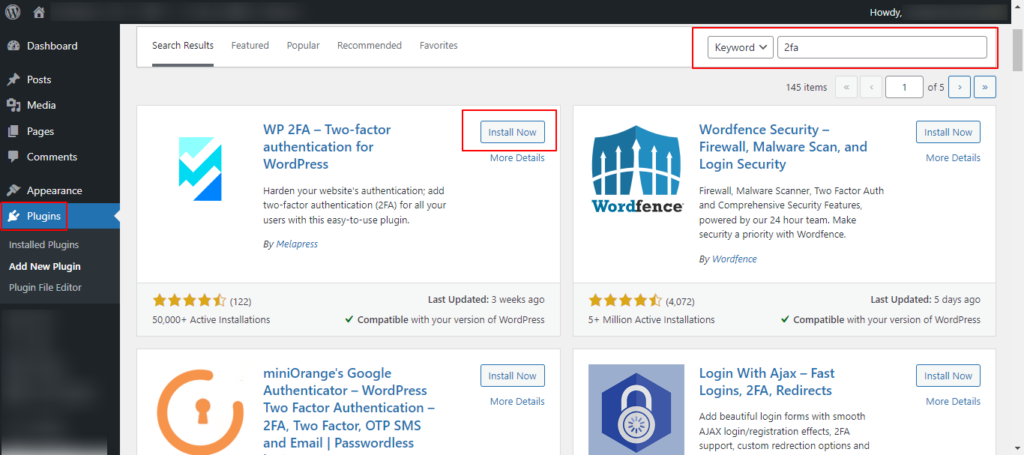 install-activate-two-factor authentication-wordpress-plugin