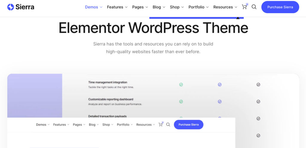 سييرا - أفضل مواقع وتصميمات بدء التشغيل في WordPress