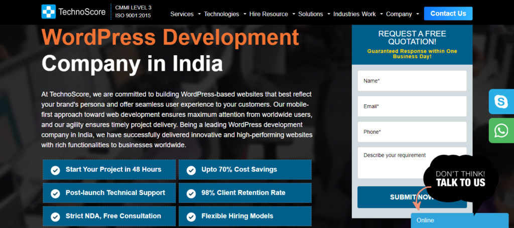 technoscore-wordpress-ontwikkel-agentschappen-in-india