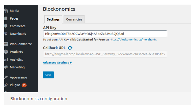 wordpress-pagamenti in bitcoin-blockonomics-configurazioni