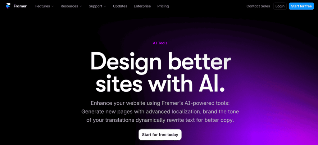 I migliori modelli di web design basati sull'IA: la lista definitiva del 2026 (98 modelli) Framer: strumento di progettazione web basato sull'intelligenza artificiale