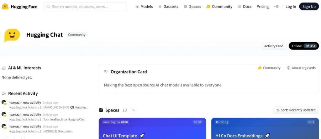 Top Lovable AI Alternatives in 2025 (with ScreenShots) 84 Hugging-chat