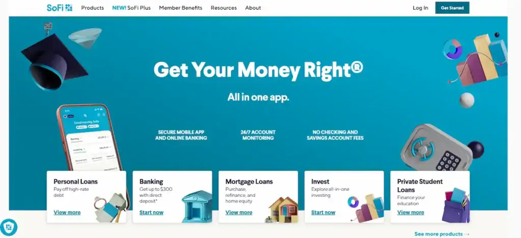 Meilleurs sites web de services financiers : tendances et exemples de conception UX 79 SoFi