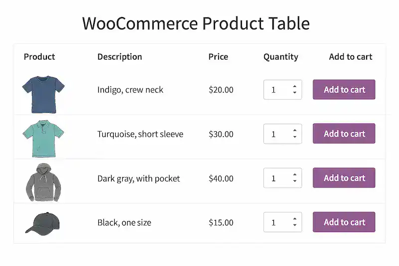 Hur skapar man en högkonverterande WooCommerce-produkttabell? 80 WooCommerce-produkttabelllayout