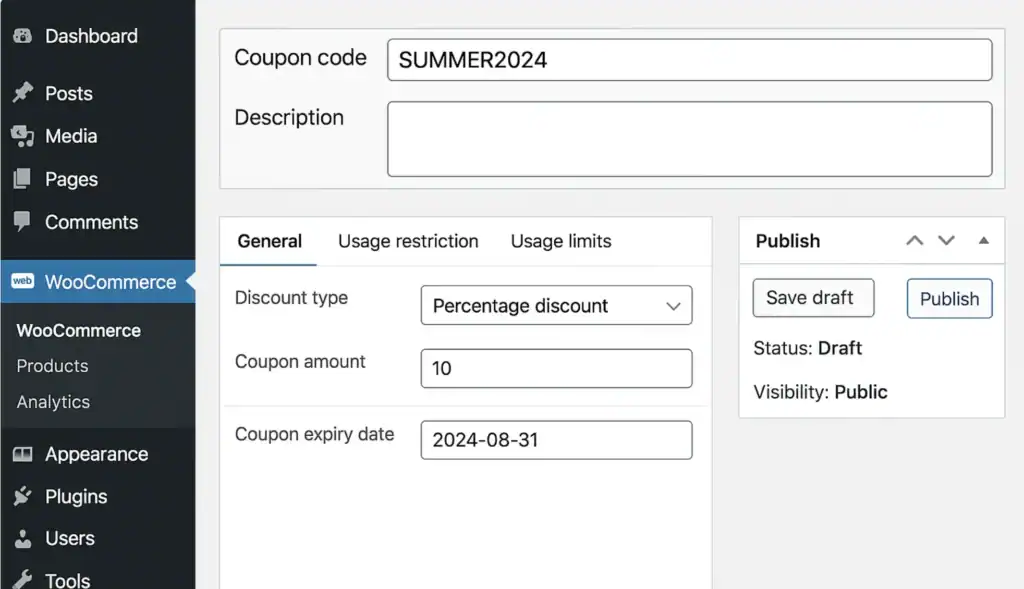 Hur man skapar WordPress-kupongkoder för att öka försäljning och engagemang 78 skapa-kupongkoder-i-woocommerce-instrumentpanelen