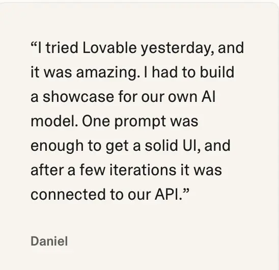 Lovable 78 を使用したロゴデザインと生成プロジェクトの構築方法 ダニエルのフィードバック