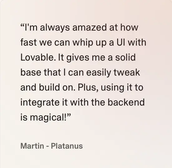 Lovable 80でロゴデザインと生成プロジェクトを構築する方法 マーティンフィードバック