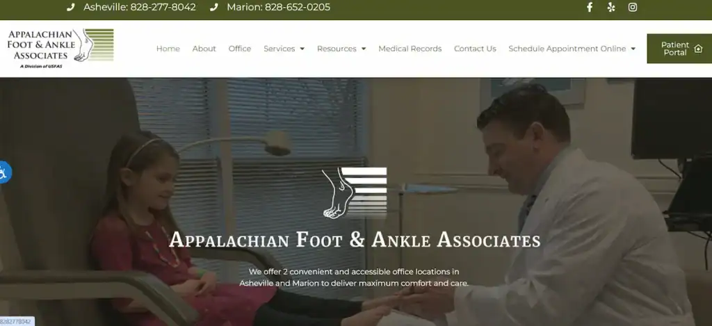 Los mejores sitios web para podólogos con ideas de diseño que puedes usar (84 ejemplos) Apalaches Foot & Ankle Associates