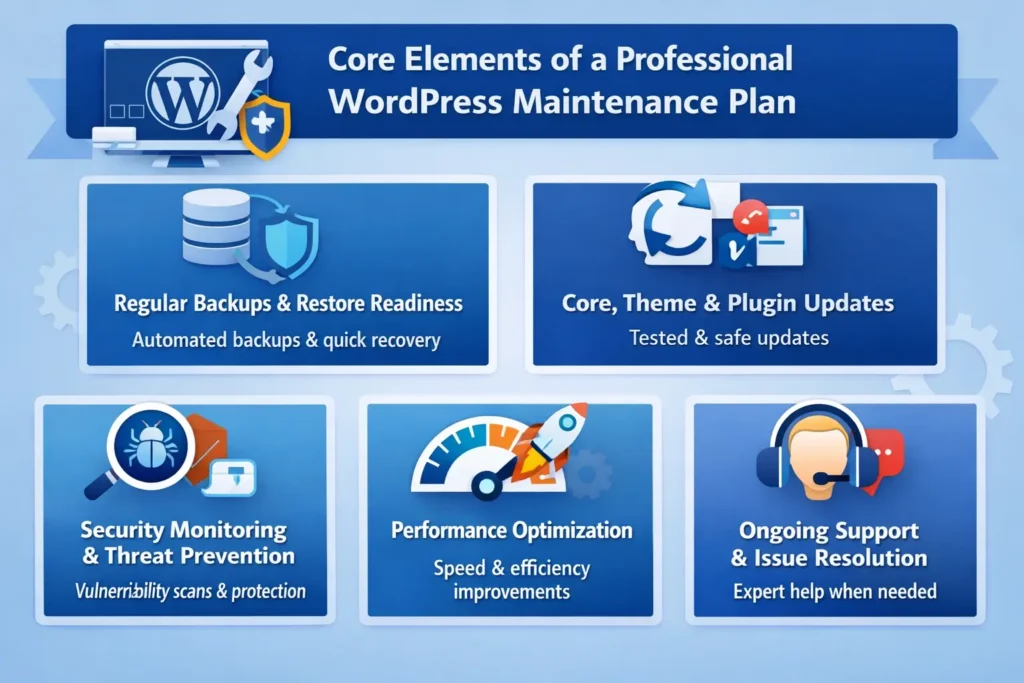 WordPress Maintenance Plans: What Website Owners and Agencies Should Know 78 Core elements of WordPress maintenance
