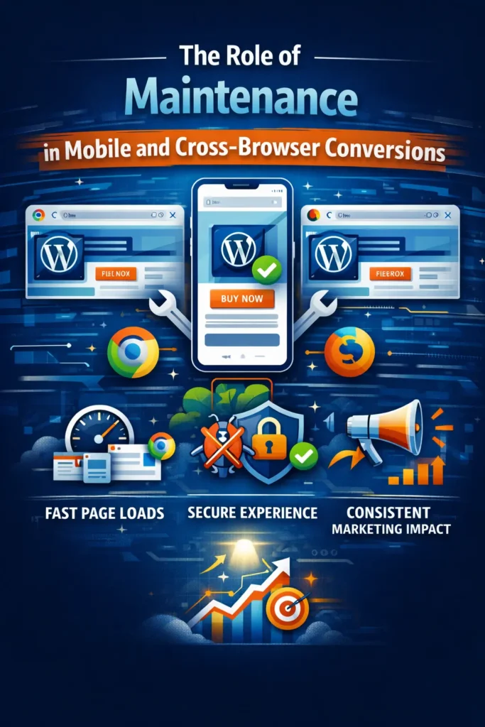 Como a manutenção e o suporte do WordPress ajudam a aumentar a taxa de conversão 79 Benefícios de manutenção em dispositivos móveis e entre navegadores
