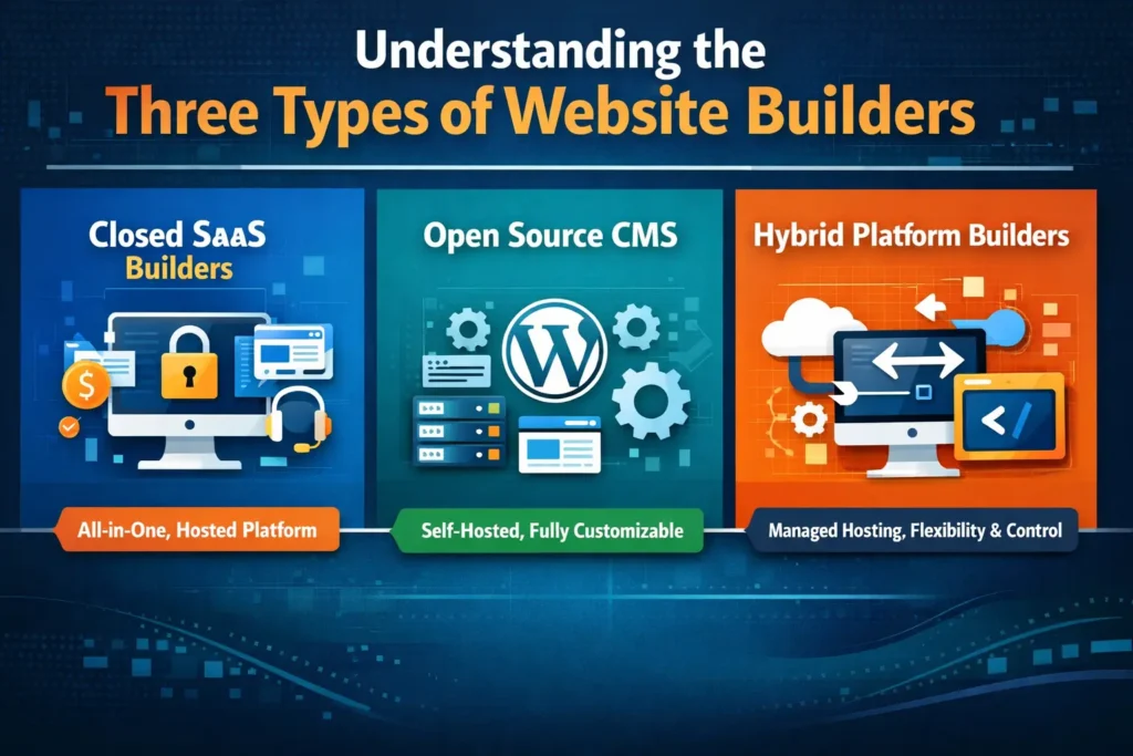 Comment choisir le bon créateur de site web en 2026 et au-delà ? 78 Comprendre les trois types de créateurs de sites web