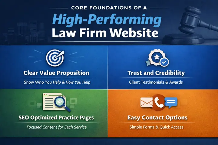 ما الذي يجعل موقعًا إلكترونيًا رائعًا لشركة محاماة في عام 2026 (وكيفية تصميمه) 78 الأسس الجوهرية لموقع إلكتروني عالي الأداء لشركة محاماة