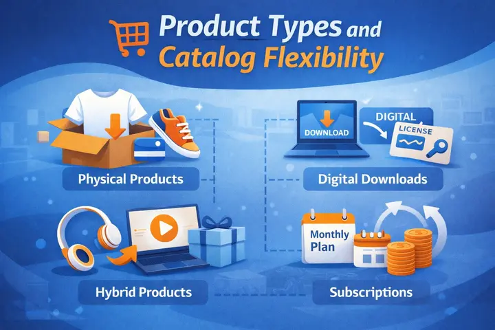 FluentCart vs. Shopify: Die bessere Wahl für WordPress-Shops 82 Produktarten und Katalogflexibilität im Überblick