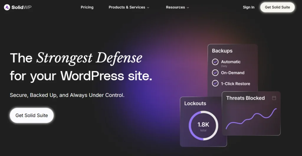 Bästa WordPress-säkerhetsplugins år 2026 (gratis och premium) 79 SolidWP WordPress säkerhetsplugin