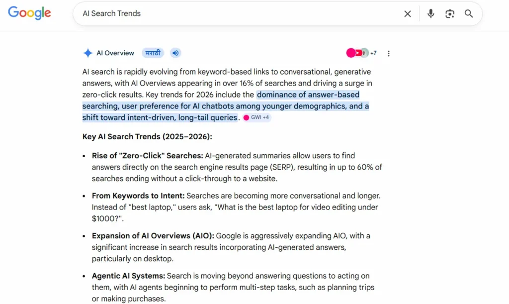 De främsta AI-söktrenderna som formar SEO:s framtid år 2026 79 AI-översikter i SERP:er