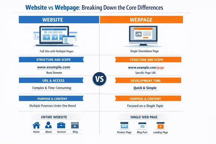 Website vs Webpage: What's the Difference and Why it Matters? 79 Website vs webpage comparison