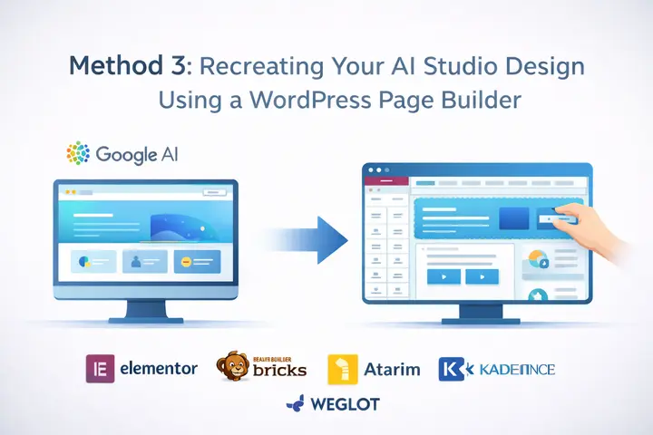 4 enkla metoder för att konvertera en Google AI Studio-webbplats till ett WordPress-tema 80 Återskapa AI-designer med WordPress-byggaren