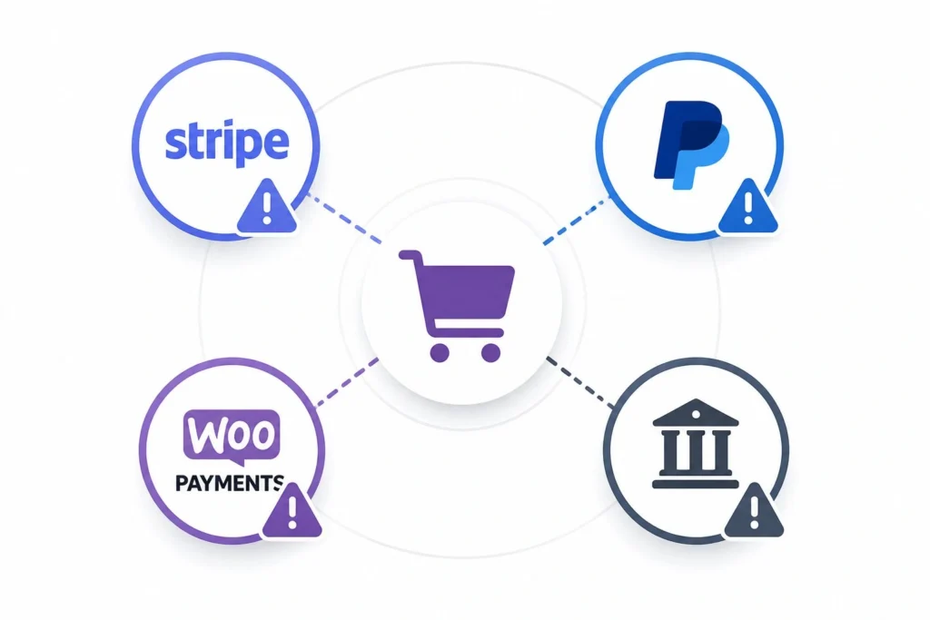 WooCommerce Emergency Support: How to Fix Checkout, Payment, and Cart Issues Fast? 79 Payment gateway flow with alerts