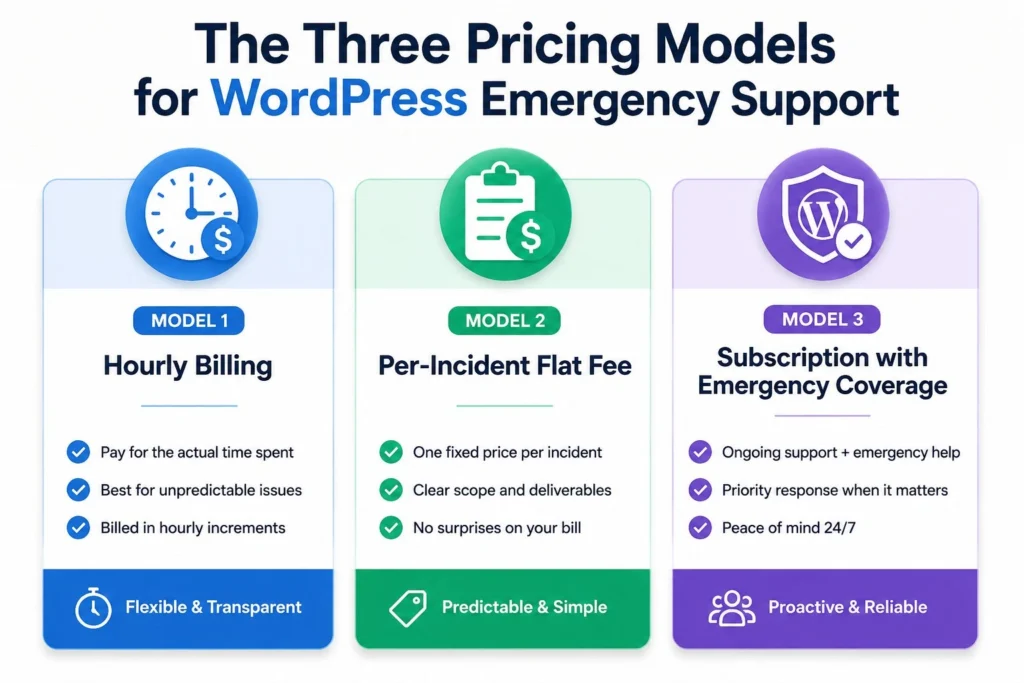 Custo do suporte emergencial do WordPress: quanto você realmente deveria pagar em 2026? 78 Modelos de preços para suporte emergencial do WordPress